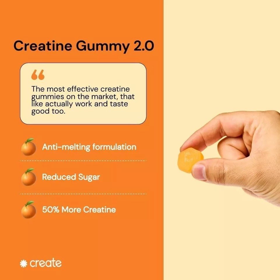 Create Creatine Monohydrate Gummies for Men & Women-Orange, 90 ct